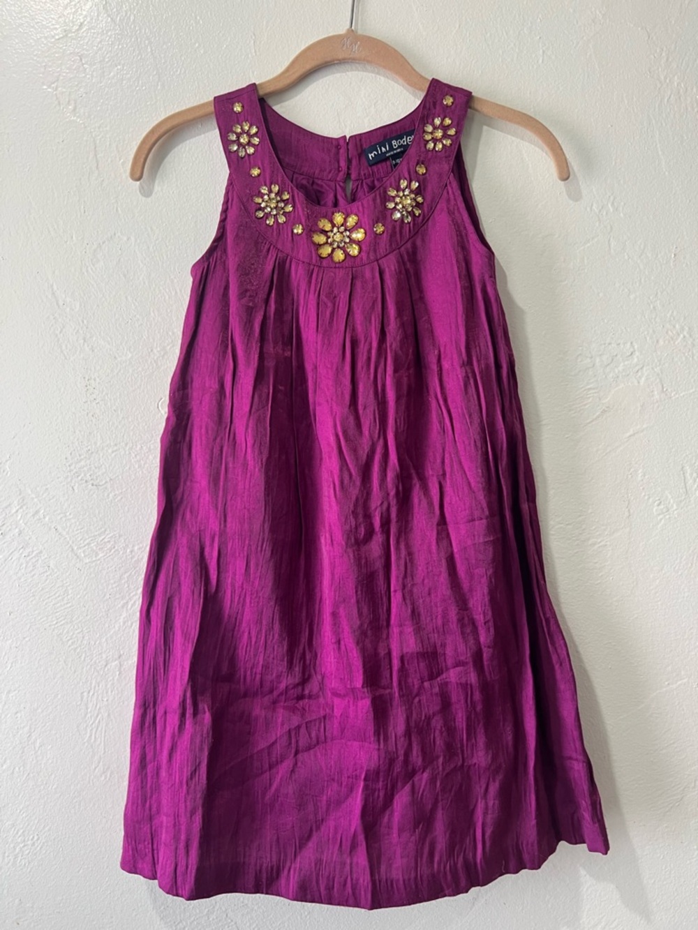 Mini Boden Fuchsia Tank Dress with Gold Sequin Accents